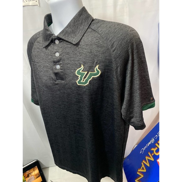 USF South Florida Bulls Men Gray Short Sleeve Golf Polo Shirt Medium Chiliwear - Picture 7 of 9